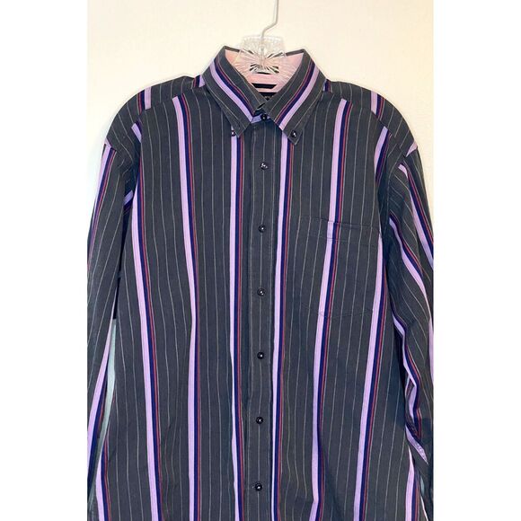Tommy Hilfiger Mens Medium Button Up Shirt 80s 2 Ply Fabric Stripe 100% Cotton - Picture 4 of 13